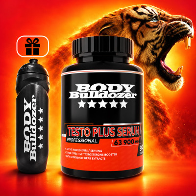 Testo PLUS Serum Professional 90 tabl + Sportovní láhev 750 ml - BodyBulldozer