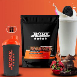 Premium Protein 1000 g + Šejkr černo oranžový 500ml - BodyBulldozer