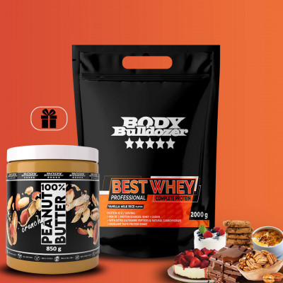 Best Whey Professional 2000 g + 100% Arašídové máslo 850 g CRUNCHY - BodyBulldozer